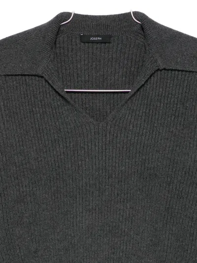 Joseph Light Cardigan Stitch Open Neck Jumper In Gray