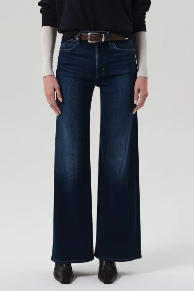 Citizen Of Humanity Citizens Of Humanity Lyra Raw Hem High Waist Crop Wide Leg Jeans In Blue