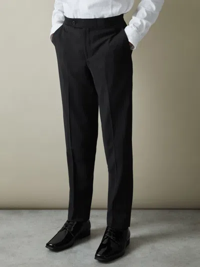 Reiss Black Knightsbridge T 13-14 Yrs Wool-blend Tuxedo-stripe Trousers In Gold