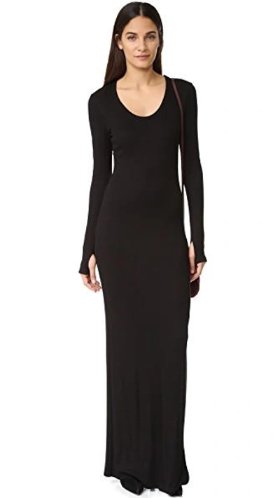 Shop L Agence Olympia Slit Maxi Dress In Black