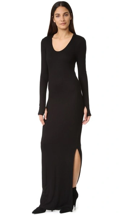 L Agence Woman Olympia Ribbed-knit Maxi Dress Black