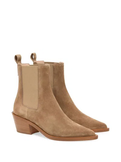 Gianvito Rossi Suede Leather Ankle Boots In Brown