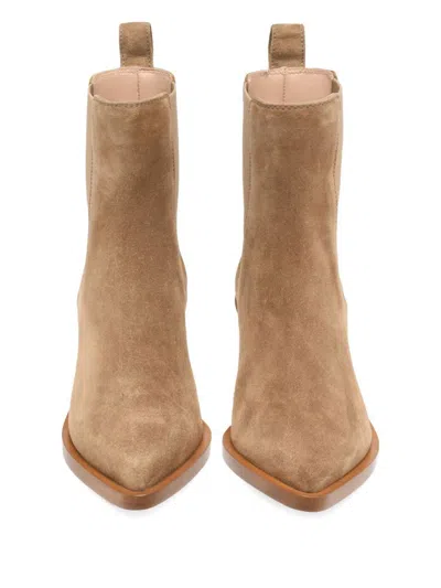 Gianvito Rossi Suede Leather Ankle Boots In Brown