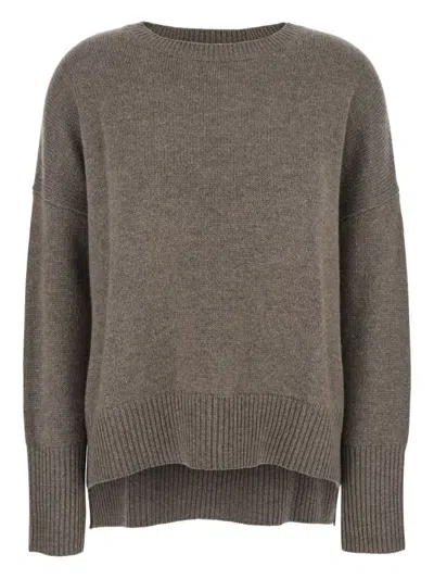 Lisa Yang Cashmere Knit Sweater With Contrast Trim And Oversized Fit In Brown