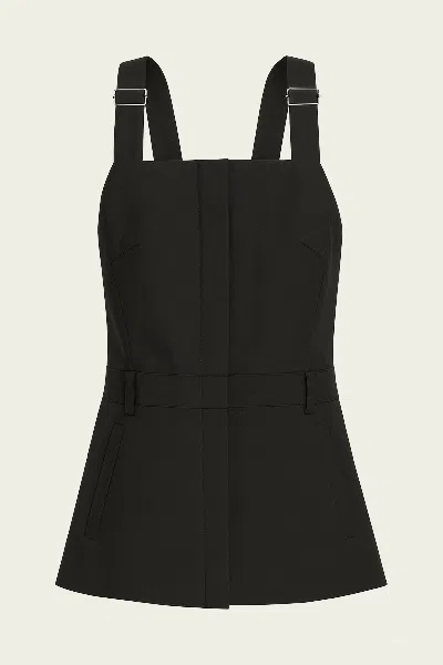 Tibi Recycled Tropical Wool Overall Top In Black In Black