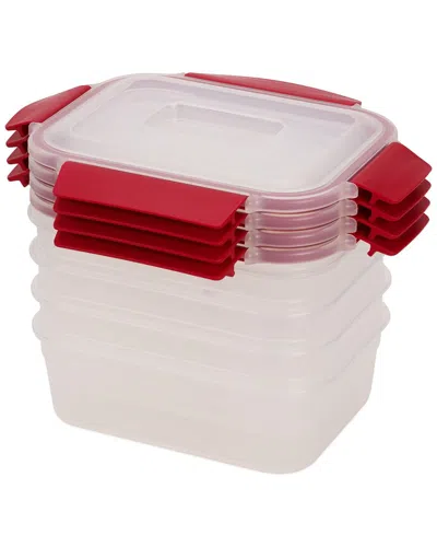 Joseph Joseph Nest Lock 8-piece Rectangular Food Storage Container Set In Red