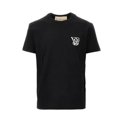 Valentino Cotton T-shirt With Vg Patch In Black