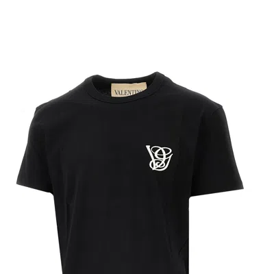 Valentino Cotton T-shirt With Vg Patch In Black