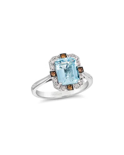 Le Vian Aquamarine (1.60 Ct. T.w.), Nude Diamond (.12 Ct. T.w.) And Chocolate Diamond Ring (.07 Ct. T.w.) In In Metallic