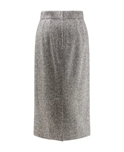 Dolce & Gabbana High-waisted Textured Midi Pencil Skirt In Gray