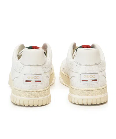 Gucci Re-web White Low Top Sneakers With Web Detail And Embossing In Leather Woman In White
