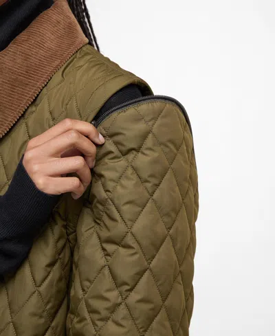 Barbour Quilted Jacket With Contrast Collar And Pockets In Green