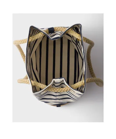 Prada Mariner Small Striped Fabric Bucket Bag