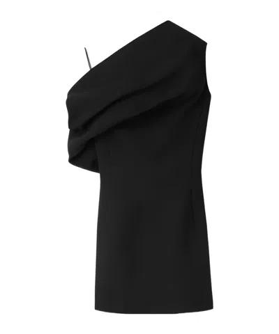 Jacquemus One Shoulder Mini Dress With Asymmetric Neckline In Black