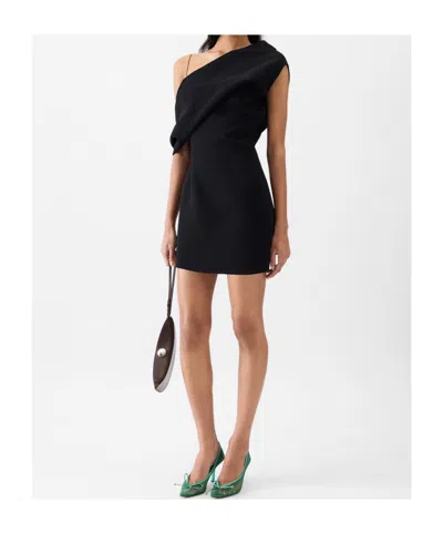 Jacquemus One Shoulder Mini Dress With Asymmetric Neckline In Black
