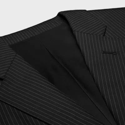 Celine Sorbonne Jacket In Striped Wool In Black