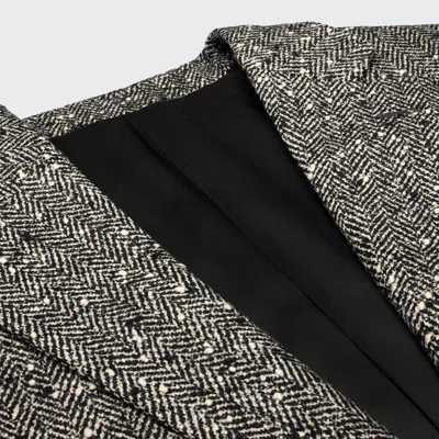 Celine Ivory And Black Wool Jacket In Gray