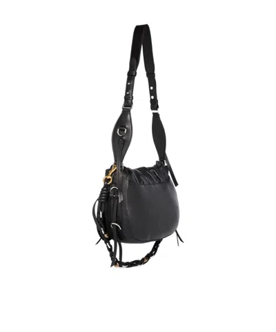 Isabel Marant Bolton Embellished Tasseled Textured-leather Shoulder Bag In Black