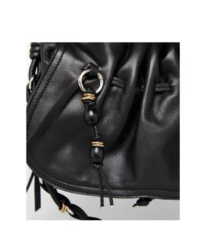 Isabel Marant Bolton Embellished Tasseled Textured-leather Shoulder Bag In Black