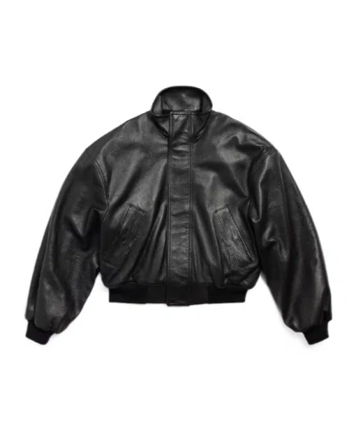 Balenciaga High Collar Long Sleeve Jacket In Black