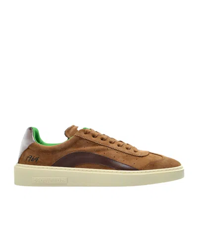 Dsquared2 Laced Sneaker With Patch With Logo In Brown