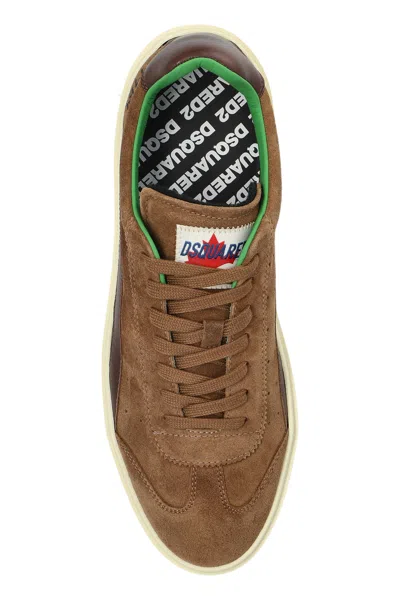 Dsquared2 Laced Sneaker With Patch With Logo In Brown