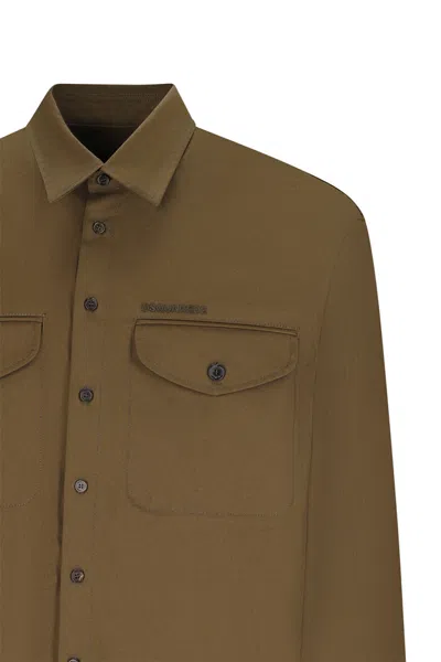 Dsquared2 Utility Double-pocket Cotton Shirt In Brown