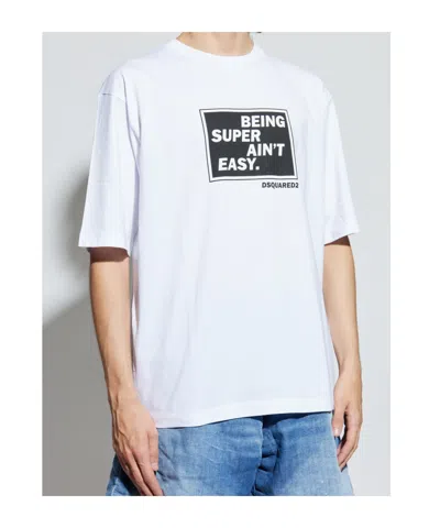 Dsquared2 Oversized Graphic Print Crew Neck T-shirt In White