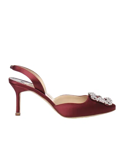 Manolo Blahnik Slingback High-heeled Sandals In Burgundy