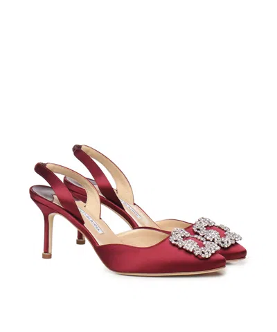 Manolo Blahnik Slingback High-heeled Sandals In Burgundy