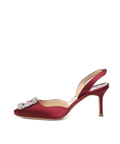 Manolo Blahnik Slingback High-heeled Sandals In Burgundy