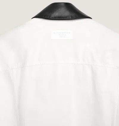 Givenchy Oversize Denim Trucker Jacket With Leather Collar In White