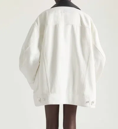 Givenchy Oversize Denim Trucker Jacket With Leather Collar In White
