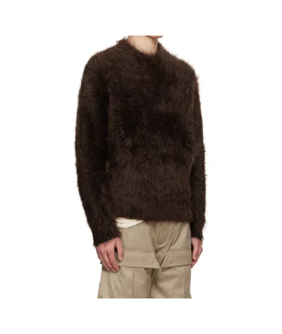 Mugler Fluffy Crew-neck Sweater In Brown