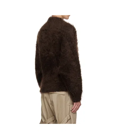 Mugler Fluffy Crew-neck Sweater In Brown