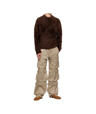Mugler Fluffy Crew-neck Sweater In Brown