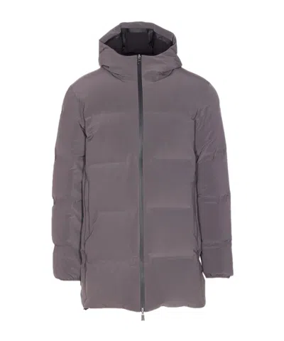Herno Grey Down Jacket Zip Closure On The Front In Gray