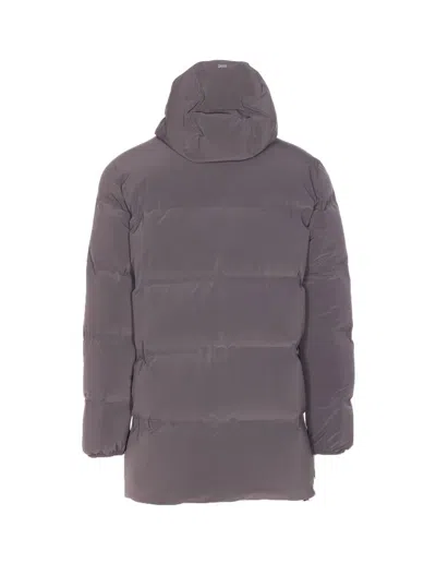 Herno Grey Down Jacket Zip Closure On The Front In Gray