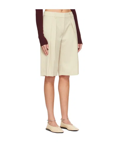 The Frankie Shop Womens Off White Bilbao Pleated Wool Bermuda Shorts Xs In White