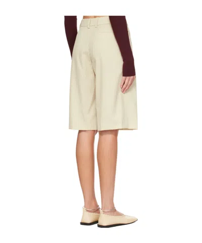 The Frankie Shop Womens Off White Bilbao Pleated Wool Bermuda Shorts Xs In White