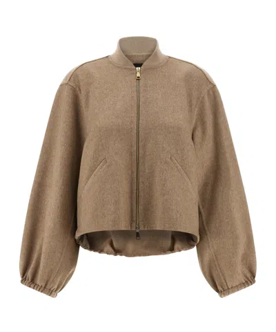 Fabiana Filippi Cashmere Bomber Jacket In Brown