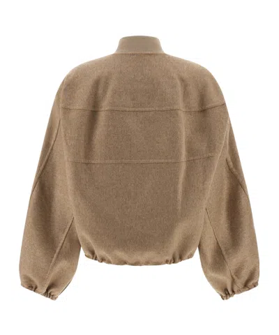 Fabiana Filippi Cashmere Bomber Jacket In Brown