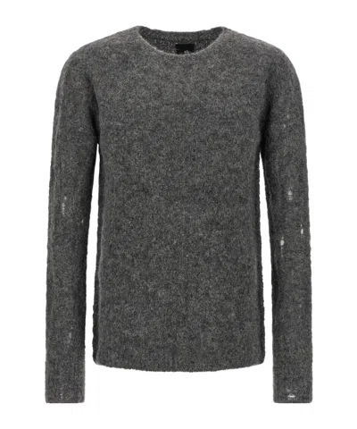 Thom Krom Crew-neck Distressed Sweater In Gray