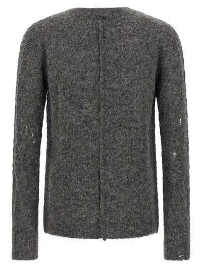 Thom Krom Crew-neck Distressed Sweater In Gray