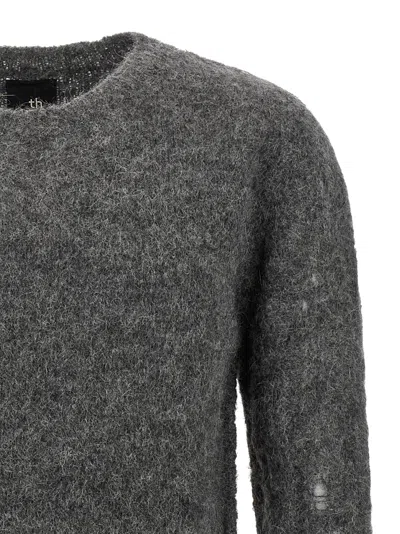 Thom Krom Crew-neck Distressed Sweater In Gray