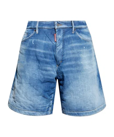 Dsquared2 Denim Shorts With Waistband In Blue