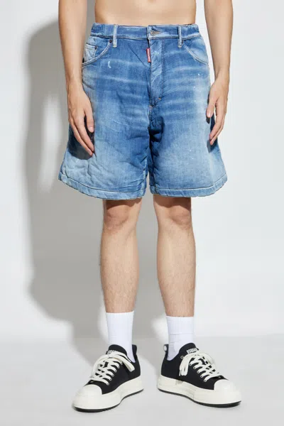 Dsquared2 Denim Shorts With Waistband In Blue