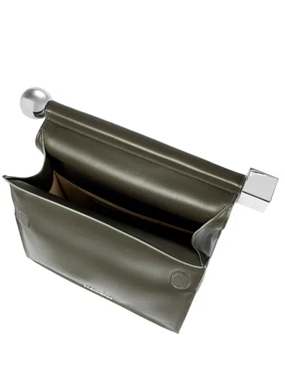 Jacquemus Womens Dark Khaki La Pochette Rond Carre Leather Clutch Bag In Gray