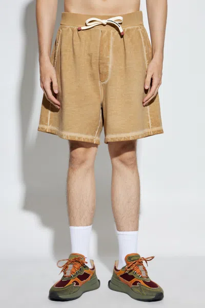 Dsquared2 Drawstring Cotton Track Shorts In Brown