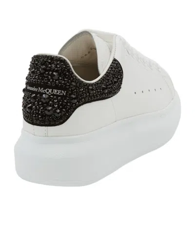 Alexander Mcqueen Crystal-embellished Leather Exaggerated-sole Sneakers In White